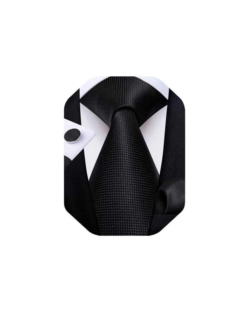 6494 Solid Color Tie and Pocket Square Set Woven Silk Plain Necktie &